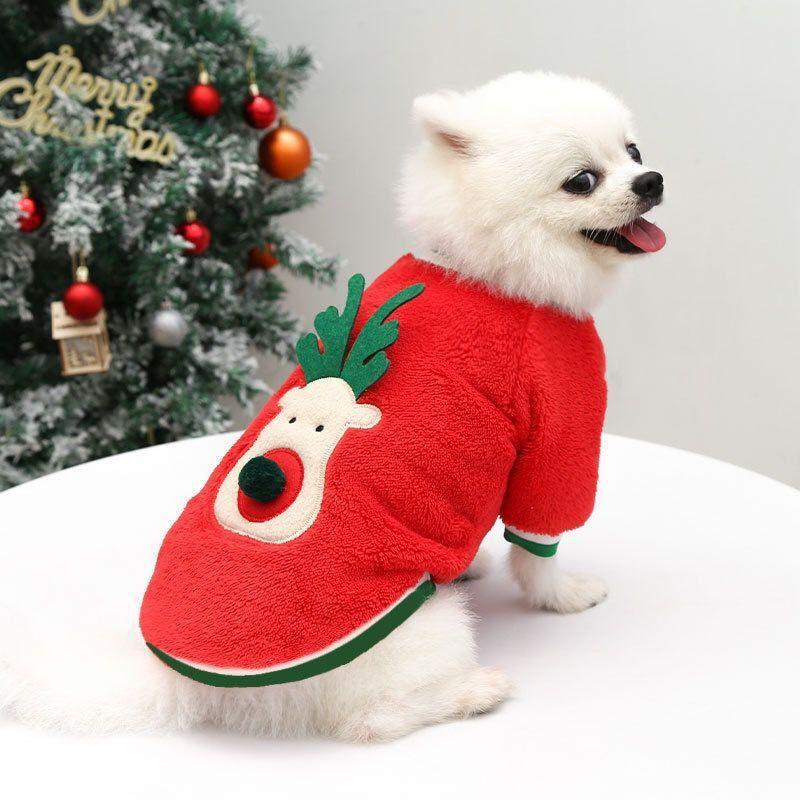 Cozy Christmas Pet Sweater With Velvet Print-0